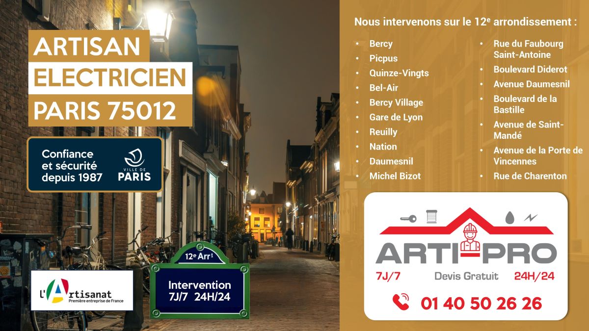 Installation électrique Arti Pro à Avenue Daumesnil - 01 40 50 26 26